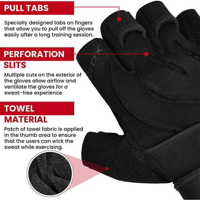 OPEN FINGER MICRO GYM GLOVE w/ Wrist Wrap - L4