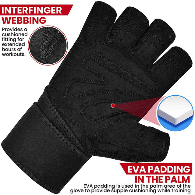OPEN FINGER MICRO GYM GLOVE w/ Wrist Wrap - L4